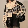 アメリカンヴィンテージの女性バーシティボンバージャケット秋の汎用カジュアルブレザーハラジュク特大ファッションカーディガンコート240103
