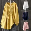 Linen blouse spring women tops long sleeve button shirts soild color loose top and clothes 240117