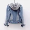 Damenjacke Damen Kurze Jeansjacke Frühling und Herbst Langarm Damen Slim Kapuzenjacke Plus Größe S-5XL 240103