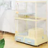 Porteurs de chats maison intérieure avec bac à litière cages pour animaux de compagnie intégrés pour les chats lapins grands espaces libres