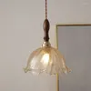 Lampy wiszące vintage drewniane szklane światła Oprawy domowe oświetlenie sypialnia salon obok miedzianej lampy hanglamp luminaria