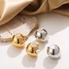 Hoop Earrings Unique Smooth Round Ball Shape Ear Buckle Stainless Steel Imitation Pearl Small For Women Girls Jewelry Party Gift