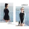 Women's Swimwear Classics Professional Women One Piece Swimsuit Swimming Pool Exclusive Short Sleeve Tight Contrast Color Surf Bathing Suit