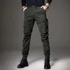 arrive men's light luxury cargo pants outdoors sports tactical pants harem style trendy pants slim-fit casual jeans pants; 240103