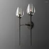 Wall Lamp American Modern Indoor Romantic Living Room Bedroom Bar Cafe Simple Fancy Tulip Luxury Glass Art Deco Crystal