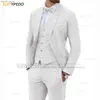 Men's Suits Blazers Beige Linen Suits for Men 3 Pieces Casual Slim Fit Suit Blazer Vest Pants Set Formal Prom Wedding Tuxedos for Groomsmen Best Man Q230103