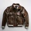 Бренд 2024SS Bomber Jacket Avirex Black Lapel Sheefkin Кожаная винтажная куртка роскошная спортивная костюма 1975 г.
