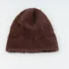 Winter Hats For Women Long Rabbit Fur Warm Beanie Bonnet Female Caps Men Fashion Solid Colors Real Knitted Hat 240103