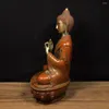 Figurine decorative 21 cm Ornamenti in bronzo tibetano nepalese Statua scolpita in oro e argento placcato in rame viola del maestro Shakyamuni