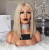 Glueless Lace Front Blond Human Hair Bob Wigs with Baby sHair Pre Plucked 60 Blonde Short Brazilian Full Laces Wig Virgin Hairs2725317