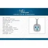 JewelryPalace Natural Sky Blue Topaz 925 Sterling Silver Halo Pendant Necklace for Women No Chain 240103