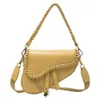 Womens Designer Autumn New Single Shoulder Messenger Personalized Saddle Korean Solid Color Literary Trend Bag 71