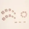 False Nails 24pcs Matte Nude Pink Fake Toenail Patch Full Cover Short Summer Foot Nail Decoreation Tool Artificial Acrylic Toenails Wearable