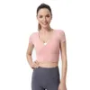 Summer Women's Sports Top, Fitness Yoga Suit, Lululemenly Womens Alo Yoga Lululy Lemon Elastic Back, Short Hidees Without Chest Pads