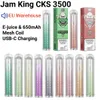 Orijinal Jam King CKS 3500 Puf Bar Vaper Eu Depo Stokta 6ml Prefoled 650mAh USB-C Şarj Mesel Bobin Bar Vape Poco Razz Bar Puff 2800