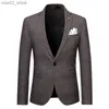 Ternos Masculinos Blazers (Jaquetas + Colete + Calça) Homens Noivo Vestido De Casamento Xadrez Ternos Formais Definir Alta Qualidade Homens Moda Casual Terno De Negócios De Três Peças Q230103