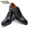 Black Fashion Print Dress Leather Lace-Up Italian Plaid Brown Wedding Office Formal Oxford Shoes for Men 240102 464