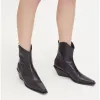 Ann Demeulemeester Gerda Bottines Bout pointu Talon bloc épais 55 mm Botte de cowboy occidentale en cuir véritable Chaussures de créateur de luxe pour femmes Chaussures d'usine Taille 35-42