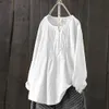 Linen blouse spring women tops long sleeve button shirts soild color loose top and clothes 240117