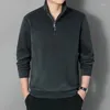 Pulls pour hommes demi-fermeture éclair sweats automne printemps couleur unie col roulé hauts pull plus épais pour homme à capuche 5XL