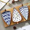 Tallrikar 1 Japan Style Creative Bake Dish Cartoon Ceramic Leaf Snack Plate Hushåll Keramik Tast Pot Dipping Bowl Table Seary