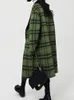 La parte anteriore posteriore da donna può essere indossata con motivo a quadri verde Cappotto di lana Autunno Inverno Giacca lunga con colletto ampio stile britannico femminile 240103