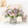 Dekorativa blommor Bröllop Brud Pink Peony Floral Silk Fake Garden Decoration Artificial Shugal Peonies Bouquet Simulation Flower Plant