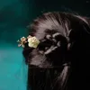 Saç klipsleri çiçek saç tokası Çin takıları vintage ahşap çubuk 2024 kadınlar için headdress aksesuarları antik tiaras
