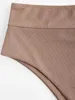 Porter zaful côtelé bicolor à jambe haute du jambe de maillot de bain-tricot monochrome monochrome haute taille coupé à deux costumes
