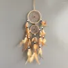 Dekorativa figurer DHL 120 st/parti blandade färger Två ringar Feather Dream Catcher Small Hangings