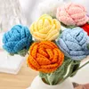 Decorative Flowers Crochet Rose Flower Handmade Knitted Finished Bouquet Pography Props Fake DIY Wedding Birthday Valentine's Day Gift