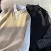Casual overhemden voor heren Tweedelig trui-shirt Heren Elegante blouse met lange mouwen Designer Knap high-end overhemd Mannelijke patchwork reversjas