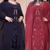 Ubranie etniczne brązowe muzułmańskie małe średnie islamskie Abayas i Hidżabs sukienki dla kobiet