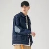 Denim Jackets Man Spliced Blue Cargo Jeans Coat for Men Button Lxury Korea of Fabric in Lowest Price Casual Size L G S 240102