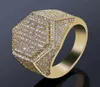 iced out rings for men hip hop luxury designer mens bling diamond hexagon ring 18k gold plated wedding engagement gold silver Ring4777410