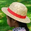 Luffy Hat Słomowa Animacja Hat Animacja Cosplay Hat Summer Sun Hat Yellow Słomowe Czapki dla kobiet 31 35 cm 240102