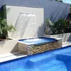 Decorações de jardim decorativo ao ar livre parede pendurado fonte vertedouro luzes led artificial piscina cachoeira