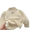 Hiver 2023 Enfants Filles Petit Parfum Style Sous-Vêtements Épais En Peluche Bébé Filles Col Roulé À Manches Longues T-shirt Enfants Filles Fermeture À Glissière 240103