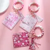 Keychains Sansango Silicone Bead Armband Läderkort Bag Wristlet Keychain Pärled Tassel Wallet Bangle smycken