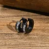 Rock Punk Norse Viking Runes Hoop örhängen för män, vattentät 14k svart guld huggie hoops öron gåva smycken, brincos masculinos