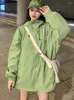 Giacche da donna RDMQ 2024 Giacca verde da donna Moda coreana Felpa con cappuccio oversize allentata casual Donna Autunno Vintage Manica lunga con cerniera
