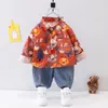 Conjuntos de roupas 1-10y bebê meninos roupa para crianças meninas roupas casuais unisex primavera outono criança manga longa camisa impressa jeans esporte