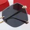 Red Designer Sunglasses for Men Women Panther Glasses Hexagon Rimless Sun Carti Retro Eyeglasses Vintage Black Gold Metal Frame Ey