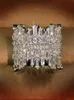 Sparkling Luxury Jewelry Top Sell 925 Sterling Silver Full Princess Cut White Topaz Cz Diamond Gemstones Party Women Wedding Band 3463196