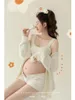 Skirts Women Photography Props Maternity Dresses Pregnancy Knit White Tank Top Shorts Sweater 3pcs Set Studio Photoshoot Clothes Korean