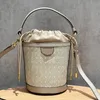 10A Kvalitet hinkväska dragskonhandväskor handväska äkta läder mode bokstäver duk mini tote plånböcker silver hårdvara crossbody axelväskor