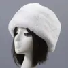 Simple Comfortable Women Faux Fur Flat Round Top Cap Man Short Plush Solid Color White Autumn Winter Thick Warm Hat W060 240103