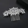 SLBRIDAL Luxury Trendy Prong Seting Cubic Zirconia Bridal Hair Comb Wedding Headpieces Women Girls Jewel Hårtillbehör 240103