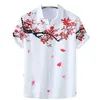 Męskie koszule 2024 Summer kwiatowy chiński koszulka w stylu Chińczyka Hawajska dla mężczyzn plus rozmiar Szybkie suche topy tee man camisa