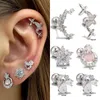 Boucles d'oreilles à clous pour femmes, 1 pièce, bijoux de fille, zircone cubique, papillon en forme de fleur, acier inoxydable, barre de 8mm, EGD0071